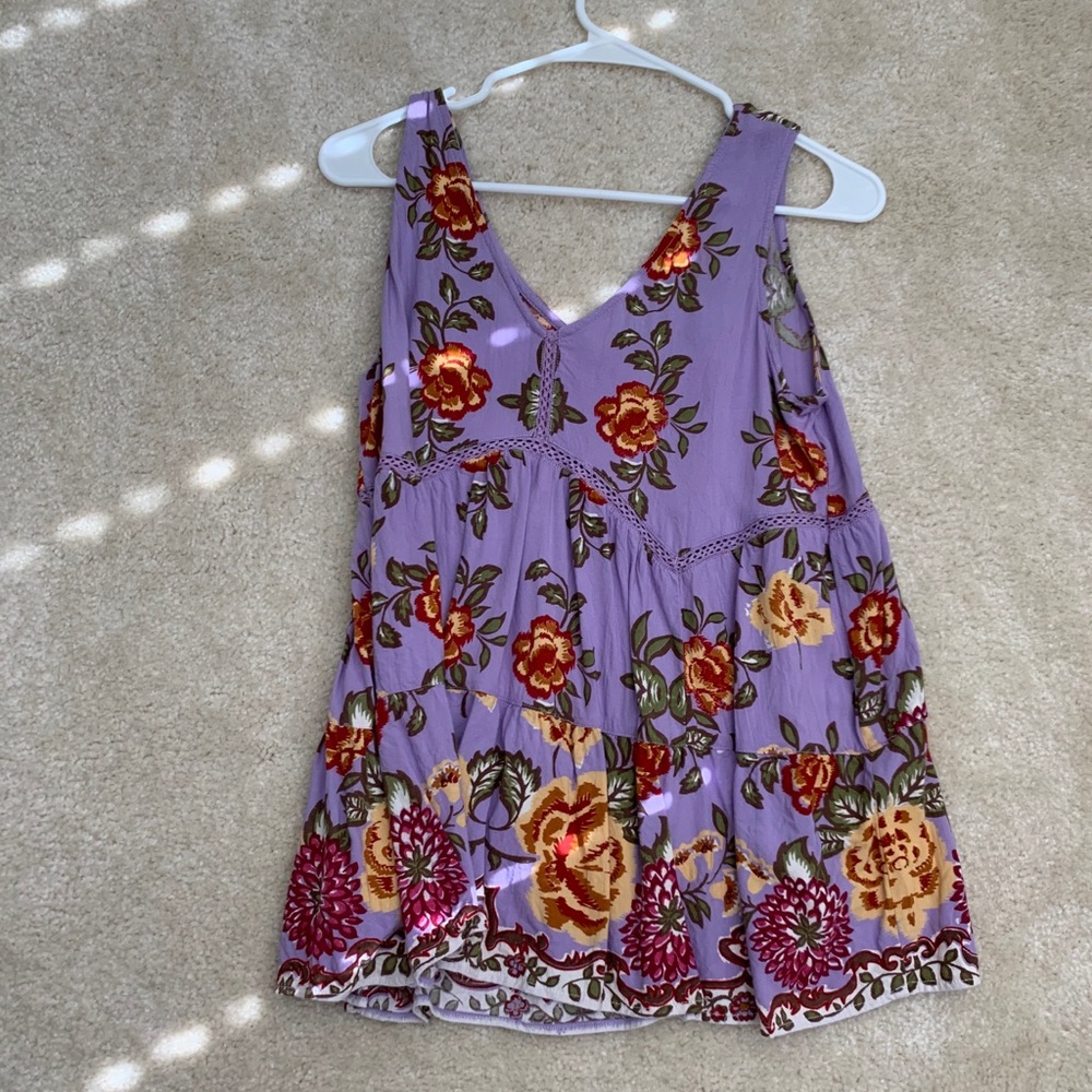Blue Rain Lavender Floral Flowy Tank Top